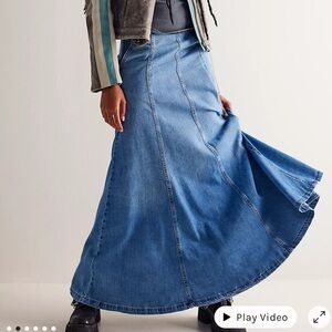 We The Free | Catch The Sun Denim Maxi Skirt Mid Indigo Blue